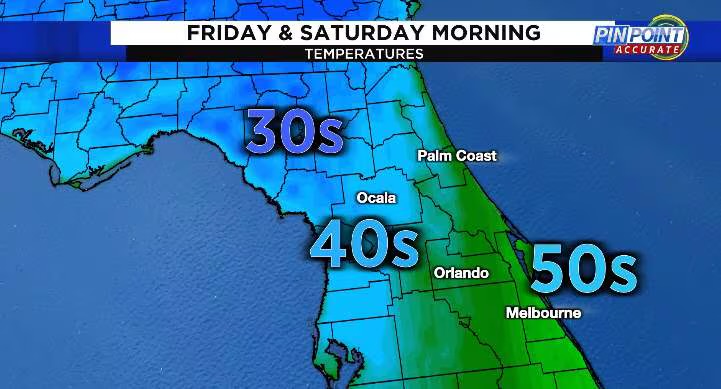 Rounds of fronts bring cold start to 2025 to Central Florida.